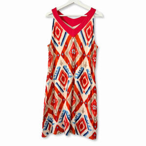 Chico's Ikat Print V Neck Sleeveless Dress Large